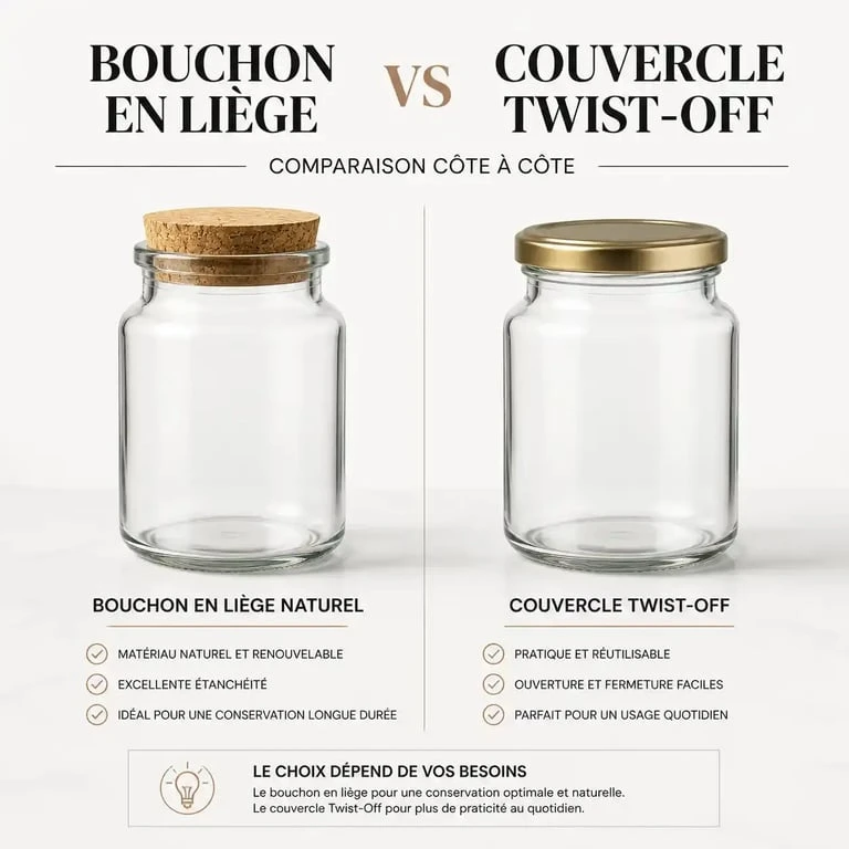 Comparatif déco bocaux : bouchon liège vs couvercle Twist-Off