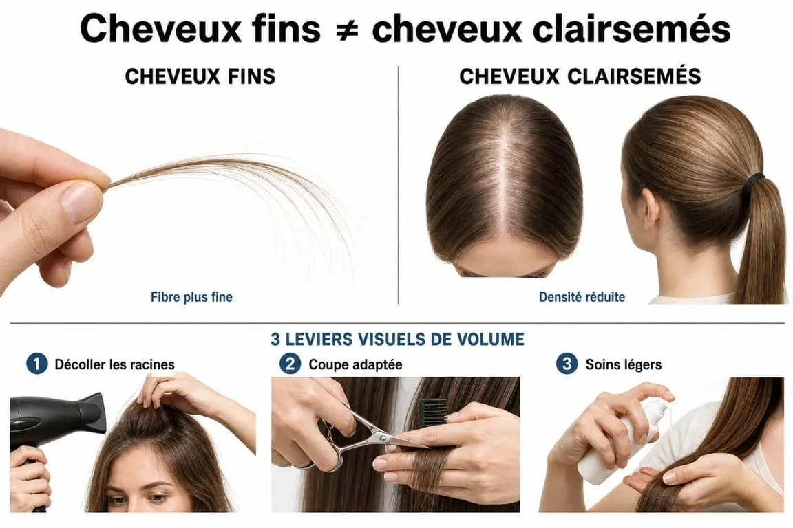 Témoignages pour épaissir cheveux fins et clairsemés : comparaison visuelle entre cheveux fins et cheveux clairsemés