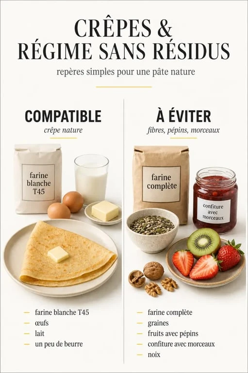 Peut-on manger des crêpes dans un régime sans résidus : ingrédients autorisés et à éviter