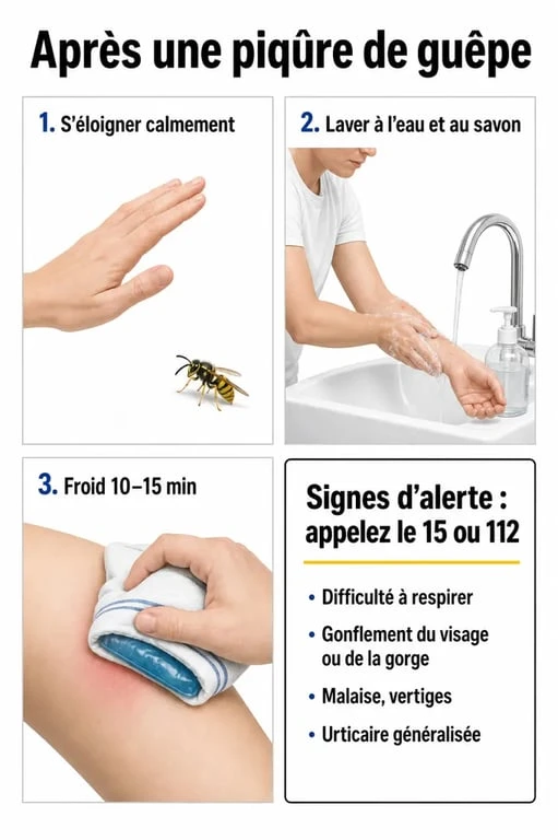 Que faire en cas de piqure de guepe : gestes immédiats, refroidir la zone et repérer les signes d’alerte